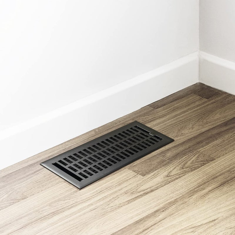 EMPIRE REGISTER CO شركة Empire Register Co، سجل الأرضيات الفولاذية - 4 × 12 بوصة، تصميم معاصر حديث، تشطيب أسود محكم، فتحات أرضية فولاذية شديدة التحمل قابلة للمشي، فتحات تهوية معدنية متصلة بالأرضيات المنزلية فقط - Image 5